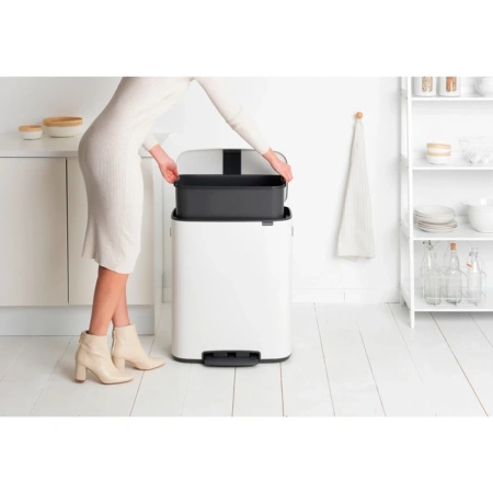 мусорное ведро brabantia bo pedal bin 211300 60 л, белое