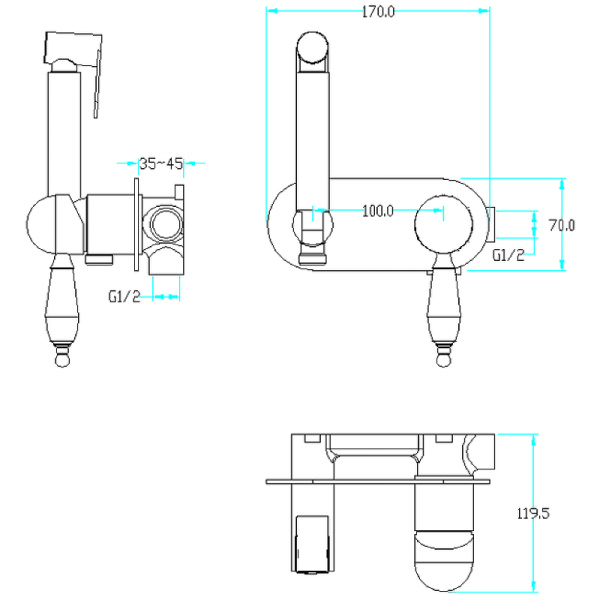 Гигиенический душ со смесителем Boheme Brillante 426-BSW Хром