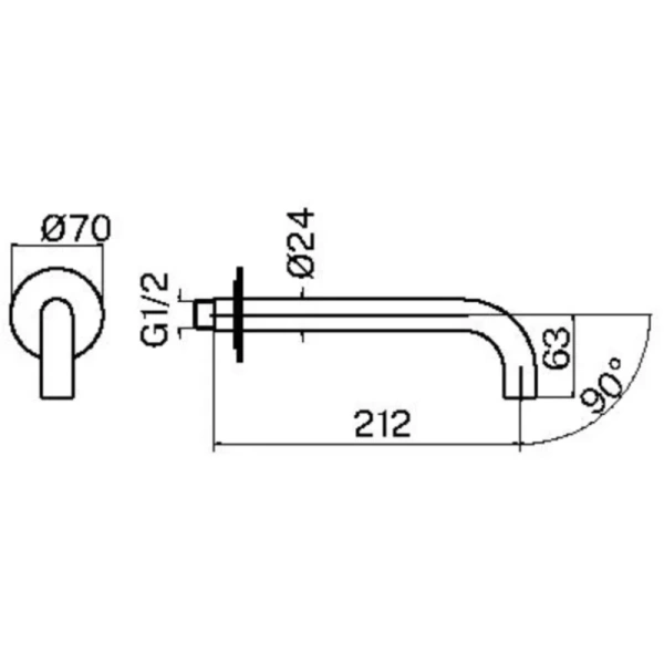 излив для ванны plumberia selection ixo spt0058bo 212 мм, белый матовый