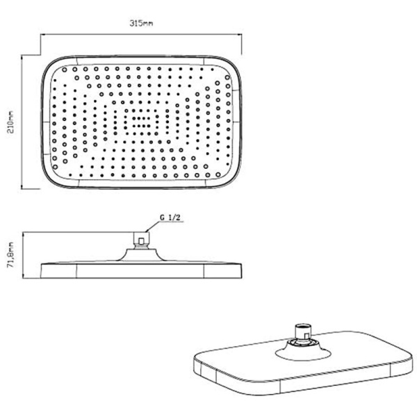 верхний душ 315х210 мм vincea vshd-41cbg