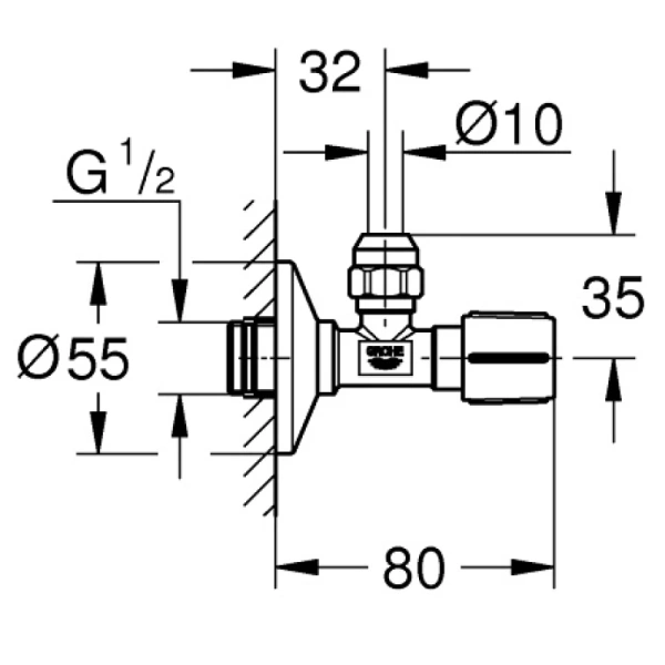 угловой вентиль 1/2"х3/8" grohe 22039000