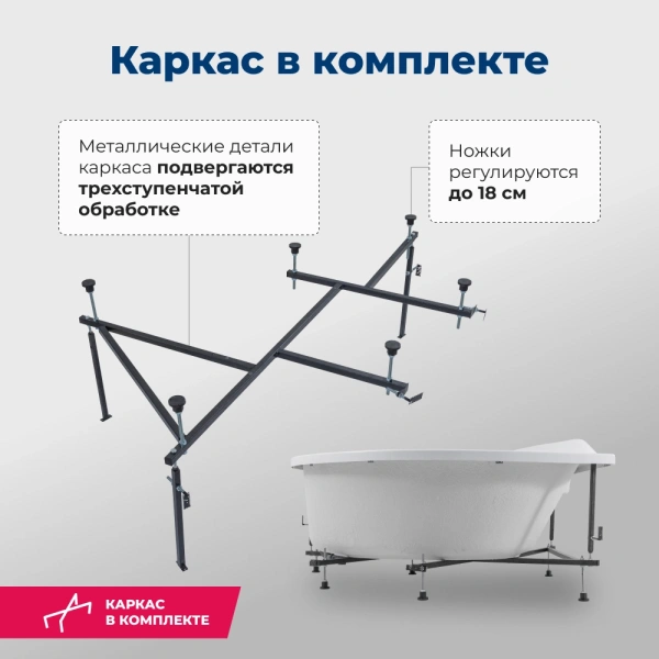 акриловая ванна aquanet jamaica 160x100 r 00205503 с каркасом, цвет белый